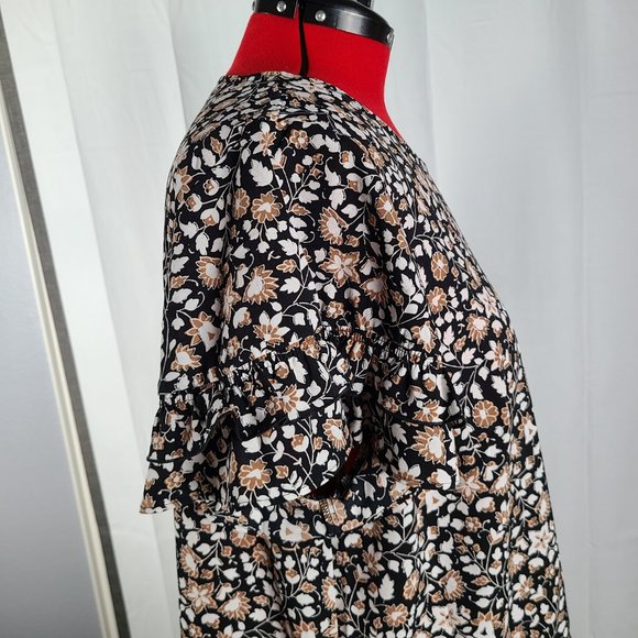 NWT Brown Floral Flutter Sleeve Blouse 20W - Picture 7 of 10